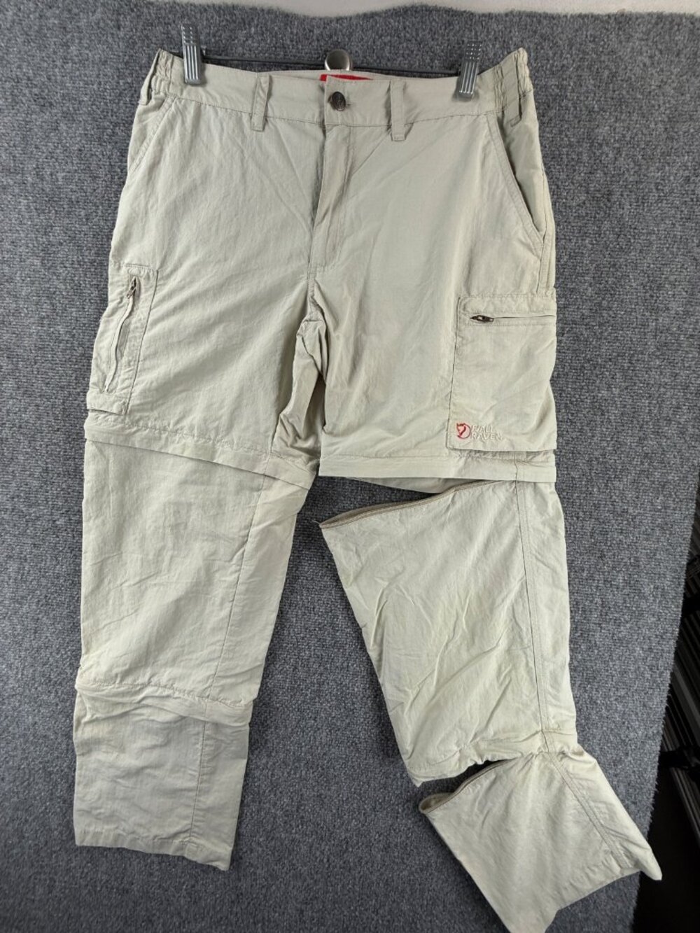 Fjallraven Convertible Hiking Pants Beige Size 40 Cotton Nylon ACTL 32X28